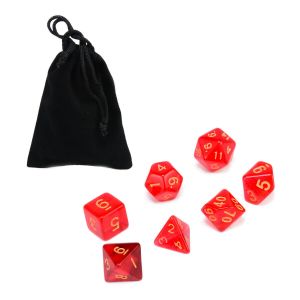 Nitay's goods D&D dice 7x Translucent Polyhedral Dice with Bag Red Set For DnD Party Table Game NEW